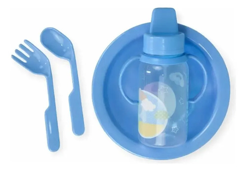 KIT REFEICAO LUXO(PRATO, TALHER E COPO) AZUL -> UN