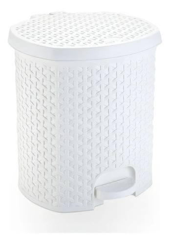 LIXEIRA RATTAN C/PEDAL 15 LTS - BRANCO