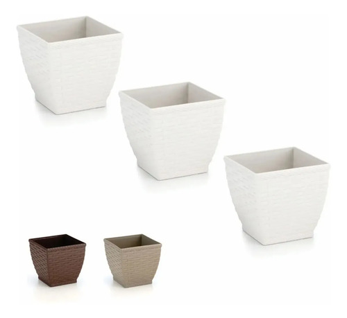 VASO QUADRADO RATTAN 2,1L BRANCO
