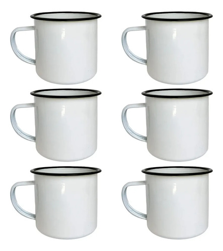 CANECA DE CHA ESMALTADA BRANCA 350ML - CM48
